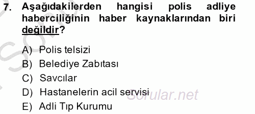 Haber Türleri 2014 - 2015 Dönem Sonu Sınavı 7.Soru