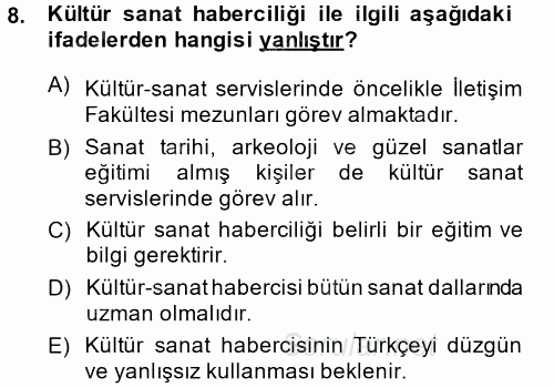Haber Türleri 2014 - 2015 Dönem Sonu Sınavı 8.Soru