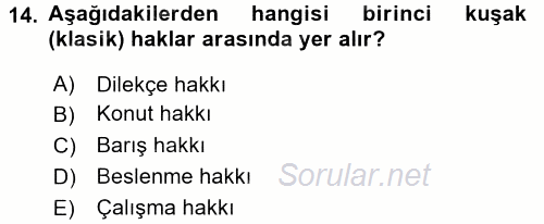 Hukukun Temel Kavramları 2017 - 2018 Dönem Sonu Sınavı 14.Soru