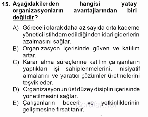 Çağrı Merkezi Yönetimi 2 2013 - 2014 Dönem Sonu Sınavı 15.Soru