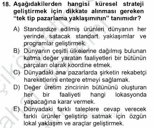 Stratejik Yönetim 2 2012 - 2013 Ara Sınavı 18.Soru