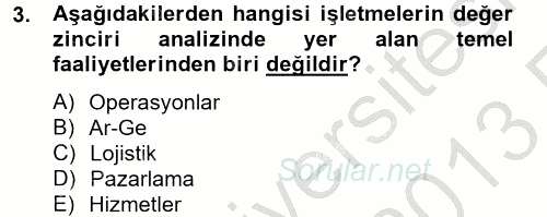 Stratejik Yönetim 2 2012 - 2013 Ara Sınavı 3.Soru