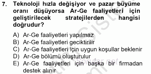 Stratejik Yönetim 2 2012 - 2013 Ara Sınavı 7.Soru