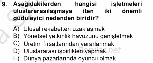 Stratejik Yönetim 2 2012 - 2013 Ara Sınavı 9.Soru