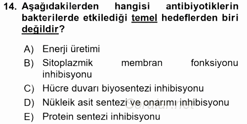 Gıda Güvenliğinin Temel Prensipleri 2015 - 2016 Ara Sınavı 14.Soru