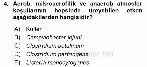 Gıda Güvenliğinin Temel Prensipleri 2015 - 2016 Ara Sınavı 4.Soru