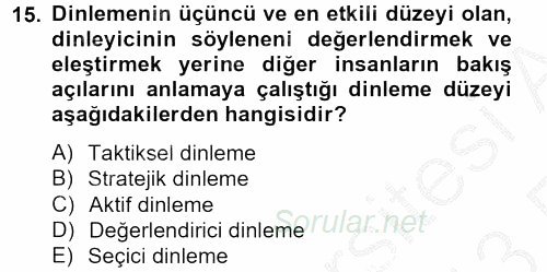 Satış Teknikleri 2012 - 2013 Ara Sınavı 15.Soru