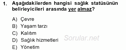 Sağlık Kurumları Yönetimi 1 2014 - 2015 Ara Sınavı 1.Soru