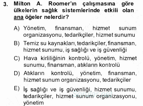 Sağlık Kurumları Yönetimi 1 2014 - 2015 Ara Sınavı 3.Soru