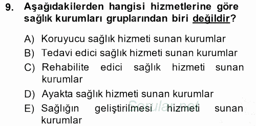 Sağlık Kurumları Yönetimi 1 2014 - 2015 Ara Sınavı 9.Soru