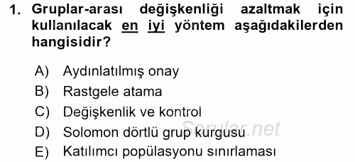 Uluslararası İlişkilerde Araştırma Yöntemleri 2017 - 2018 3 Ders Sınavı 1.Soru