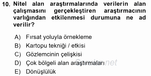 Uluslararası İlişkilerde Araştırma Yöntemleri 2017 - 2018 3 Ders Sınavı 10.Soru
