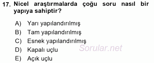 Uluslararası İlişkilerde Araştırma Yöntemleri 2017 - 2018 3 Ders Sınavı 17.Soru