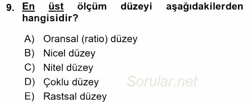 Uluslararası İlişkilerde Araştırma Yöntemleri 2017 - 2018 3 Ders Sınavı 9.Soru