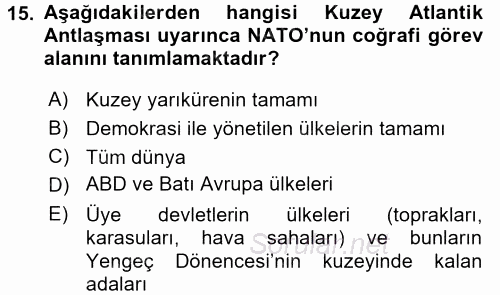 Uluslararası Örgütler 2017 - 2018 Ara Sınavı 15.Soru