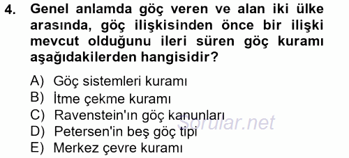 Kent Sosyolojisi 2014 - 2015 Tek Ders Sınavı 4.Soru