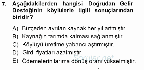 Kent Sosyolojisi 2014 - 2015 Tek Ders Sınavı 7.Soru