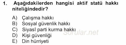 Temel İnsan Hakları Bilgisi 2 2012 - 2013 Dönem Sonu Sınavı 1.Soru
