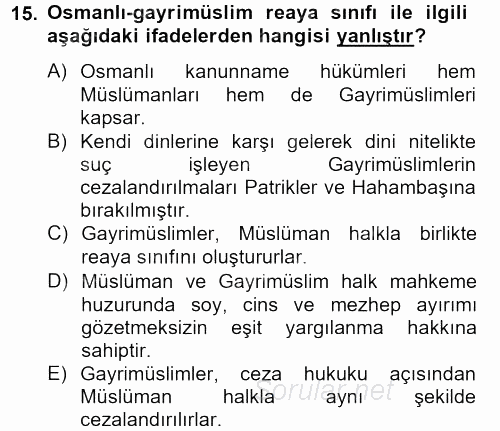 Temel İnsan Hakları Bilgisi 2 2012 - 2013 Dönem Sonu Sınavı 15.Soru
