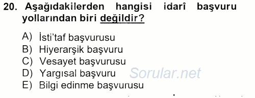 Temel İnsan Hakları Bilgisi 2 2012 - 2013 Dönem Sonu Sınavı 20.Soru