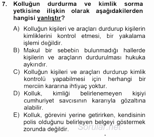 Temel İnsan Hakları Bilgisi 2 2012 - 2013 Dönem Sonu Sınavı 7.Soru