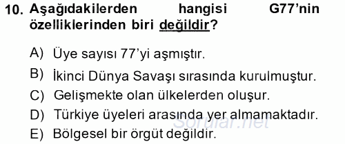 Gelişmekte Olan Ülkelerde Siyaset 2014 - 2015 Ara Sınavı 10.Soru