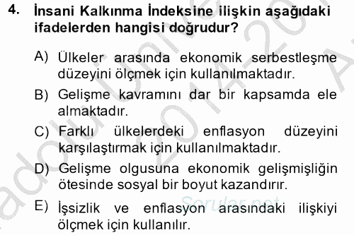 Gelişmekte Olan Ülkelerde Siyaset 2014 - 2015 Ara Sınavı 4.Soru