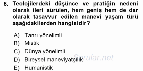 Din Psikolojisi 2017 - 2018 Ara Sınavı 6.Soru