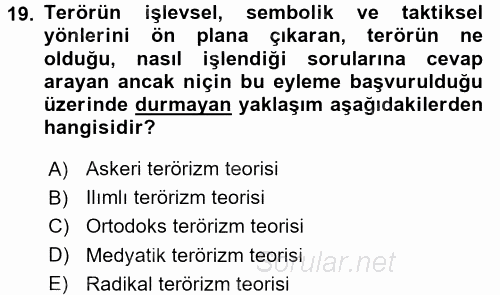 Din Sosyolojisi 2017 - 2018 Dönem Sonu Sınavı 19.Soru