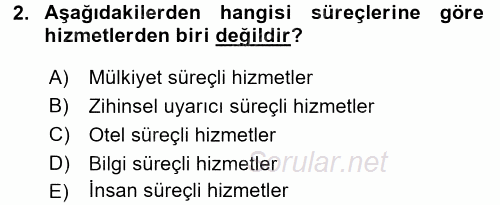Hizmet Tasarımı 2016 - 2017 3 Ders Sınavı 2.Soru