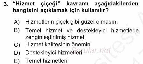 Hizmet Tasarımı 2016 - 2017 3 Ders Sınavı 3.Soru