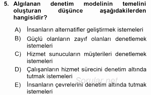 Hizmet Tasarımı 2016 - 2017 3 Ders Sınavı 5.Soru