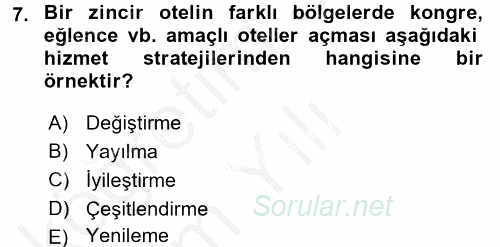 Hizmet Tasarımı 2016 - 2017 3 Ders Sınavı 7.Soru