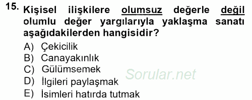 Halkla İlişkiler Ve İletişim 2014 - 2015 Ara Sınavı 15.Soru