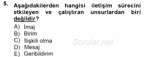 Halkla İlişkiler Ve İletişim 2014 - 2015 Ara Sınavı 5.Soru