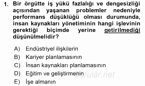 Performans Yönetimi 2017 - 2018 Dönem Sonu Sınavı 1.Soru