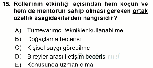 Performans Yönetimi 2017 - 2018 Dönem Sonu Sınavı 15.Soru