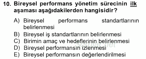 Yönetim Bilimi 2 2013 - 2014 Tek Ders Sınavı 10.Soru