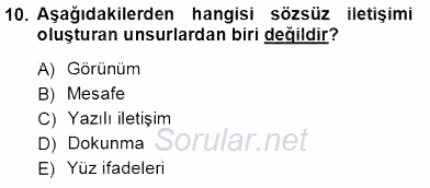 Bireyler Arası İletişim 2012 - 2013 Ara Sınavı 10.Soru