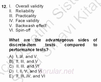 Dilbilgisi Öğretimi 2013 - 2014 Dönem Sonu Sınavı 12.Soru