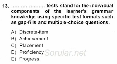 Dilbilgisi Öğretimi 2013 - 2014 Dönem Sonu Sınavı 13.Soru