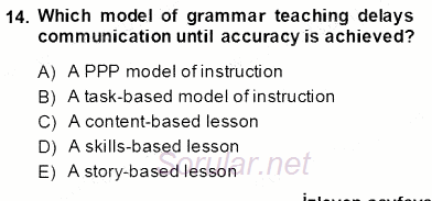 Dilbilgisi Öğretimi 2013 - 2014 Dönem Sonu Sınavı 14.Soru