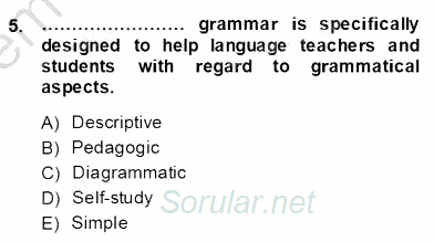 Dilbilgisi Öğretimi 2013 - 2014 Dönem Sonu Sınavı 5.Soru