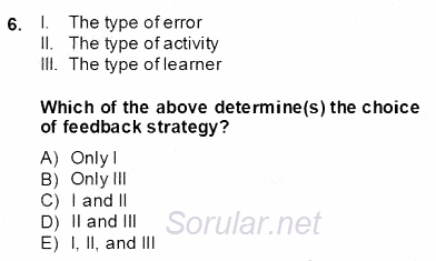 Dilbilgisi Öğretimi 2013 - 2014 Dönem Sonu Sınavı 6.Soru