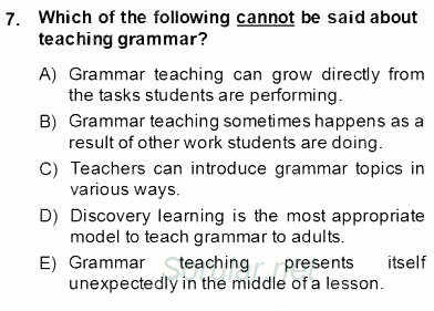 Dilbilgisi Öğretimi 2013 - 2014 Dönem Sonu Sınavı 7.Soru