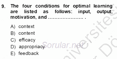 Dilbilgisi Öğretimi 2013 - 2014 Dönem Sonu Sınavı 9.Soru