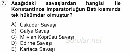 Bizans Tarihi 2013 - 2014 Ara Sınavı 7.Soru