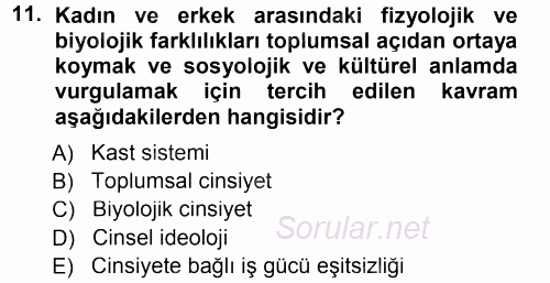 Çalışma Sosyolojisi 2012 - 2013 Dönem Sonu Sınavı 11.Soru