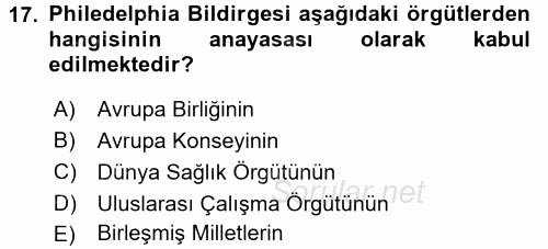 Bireysel İş Hukuku 2015 - 2016 Tek Ders Sınavı 17.Soru