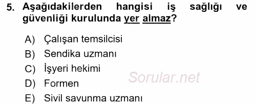 Bireysel İş Hukuku 2015 - 2016 Tek Ders Sınavı 5.Soru